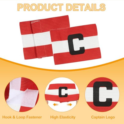 MECCANIXITY Soccer Captain Armband, Captain Arm Bands for Soccer Elastic Captain C Arm Band Sports Captain Armbands for Football Team Training Youth & Adult - color: Red/White