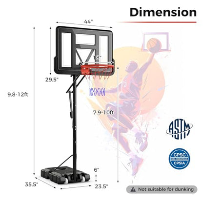 Goplus Portable Basketball Hoop Outdoor, 10FT Basketball Goal w/ 44'' Shatterproof Backboard, Easy Adjust Height, Fillable Base, Free Weight Bag for Teens Adults Driveway Backyard - style: 7.9-10FT, 6-Level