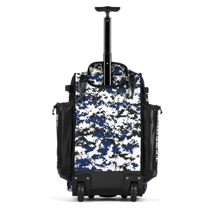 Boombah Rolling Catchers Superpack Baseball/Softball Gear Bag Digital Camo - 23-1/2" x 13-1/2" x 9-1/2" - Multiple Colors - Telescopic Handle and Holds 4 Bats - Wheeled Version - color: Black/Royal Blue