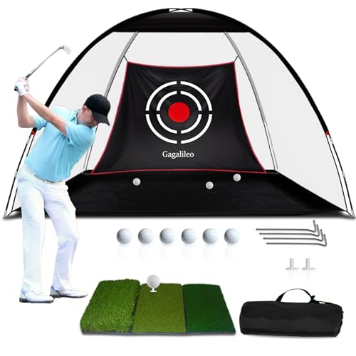 Gagalileo Golf Hitting Net Backyard Driving: 10x7FT Professional Backstop with Silent Velvet Target Portable Practice for Men Dad Complete Sport Set Gift - color: White Bent Pool, size: 10X7FT