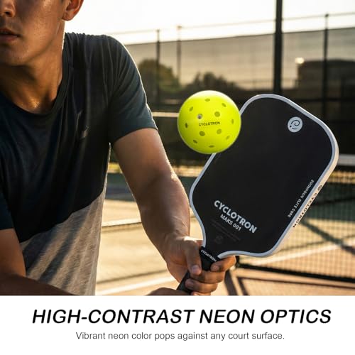 cyclotron P-40 Outdoor Pickleball Balls – USAPA Approved Pickleballs, 40-Hole Precision Design, High Visibility, Durable Seamless HDPE Construction, 3/6 Pack