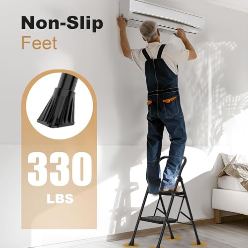 HBTower 2 Step Ladder, Step Stool for Adults,2 Step Ladder Folding Step Stool with Wide Pedal Ergonomic Design - size: 2-Step