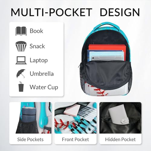 Baseball Drip Backpack for Boys Kids Schoolbag with Pocket - Durable Bookbag for Sport Lovers School Supplies Gifts (17 Inch)