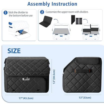 PGmoon Upgraded Golf Trunk Organizer, Golf Car Organizer with Separate Ventilated Compartment for 2 Pair Shoes, Golf Storage with Multi-Compartment for Golf Accessories, Gifts for Golfers