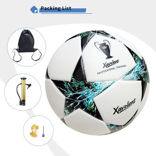 Professional Soccer Ball Size 5, Thermal Bonded Waterproof PU Match-Quality Training Ball with Pump - color: black and whtie, size: size 5