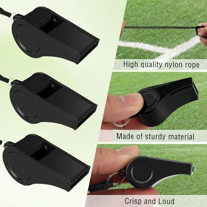 50PCS Plastic Coach Whistle with Lanyard Loud Crisp Sound Sports Referee Whistle Bulk for Adults Coaches Referees Teachers Officials Polices Outdoor Basketball Volleyball Soccer, Black - color: Black