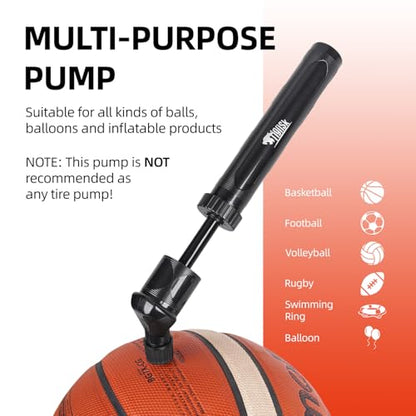 Tigrisk® Ball Pump for Sports Balls - Hand Pump for Soccer Football Volleyball Water Polo Rugby Exercise Sports Ball, Portable Air Pump with 6 Needles and 1 Nozzle