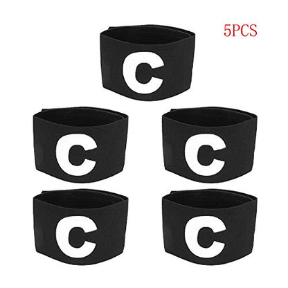 COMOK Football Soccer Elastic Captain Armband Basketball Adjustable Player Bands for Kids and Youth, 5 Pack - color: Black