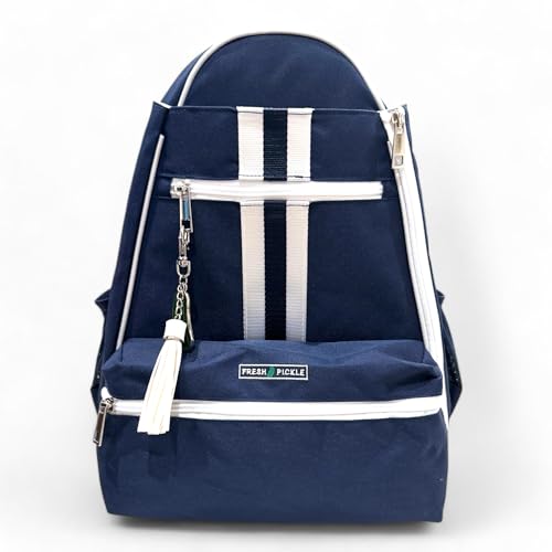 Teddi Pickleball Backpack Grn/wh- Large Capacity Pickleball Bags for Women - Durable 1000D Nylon, Multipurpose Paddle Case with Multiple Pockets, Stylish Paddle Bag - color: navy/white