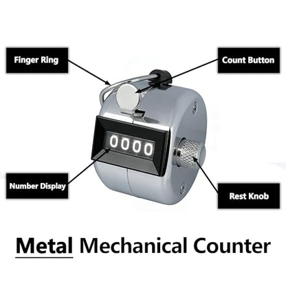 Amble Tally Clicker Counter, Metal Case Mechanical Clicker Digital Handheld Tally Counter with Nylon Lanyard