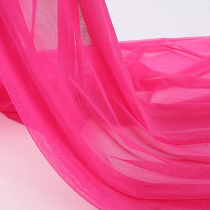 Superfine 4-Way Stretch Net Fabric Nylon Spandex Power Mesh, Pre-Cut 5 Yards Long 60" Wide, Lightweight Sheer (Hot Pink) - color: Hot Pink