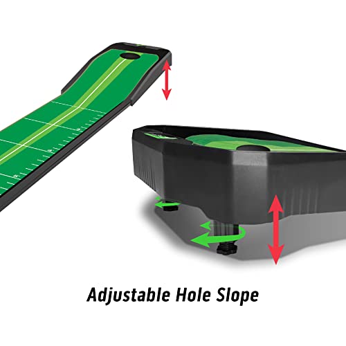 F4 Multi-Break Putting Green – Putting Mat with Slope, Auto Ball Return Track, and Alignment Guides for Indoor/Outdoor Practice, Training, and Games
