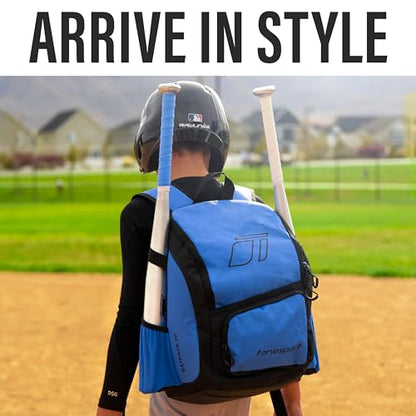 Tonesport Baseball Bag - Backpack for Baseball, Softball, Tball - Adults & Youth Bat Bag - color: Blue, style: Youth Baseball Backpack