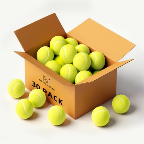 30/40 Pack Training Tennis Balls, Pet Dog Playing Balls, Practice Tennis Balls with Mesh Bag for Transport and Beginner Training - color: Yellow-30Pack