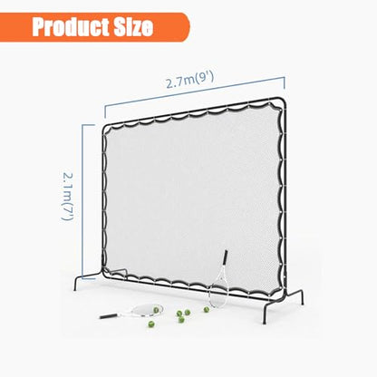 Tennis Rebounder Net, Tennis Net,9x7Ft Rebound Practice Wall for Tennis Racquet Sports Ball Pickleball,Tennis Backboard Net for Tennis Court Backyard Outdoor Training