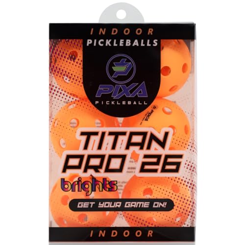PIXA Titan Pro 26 Indoor Pickleball - USAPA Approved, Durable Indoor Pickleballs, Consistent Bounce, Smooth Flight, Ideal for Competitive Play- Packs of 3, 6, 12, 50 - color: Solar Orange, size: 12 Pack
