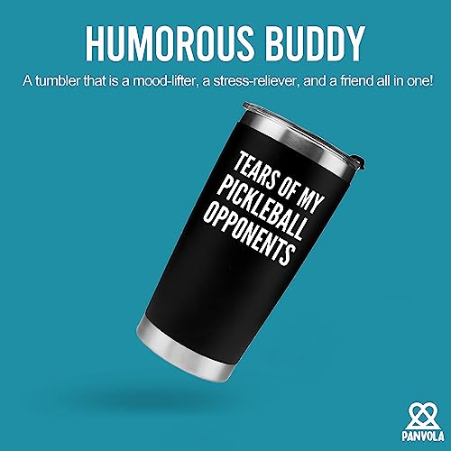 Panvola Tears of My Pickleball Opponents Tumbler Sports Player Gifts For Dad Mom Grandpa Grandma Vacuum Insulated Stainless Steel Tumbler With Removable Lid And Straw (20 oz) - style: 20 oz