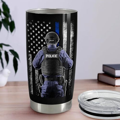 Police Tumbler 20oz Stainless Steel Insulated Coffee Travel Mug Cup Police Officer Gifts for Men Dad Husband on Birthday Christmas Fathers Day - color: Police