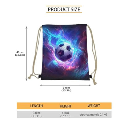Mumeson Backpack Durable Large Capacity Drawstring Bag Backpack Satchel Bag Shoulder Bag, Fire Thunder Soccer Print - color: Fire Thunder Soccer