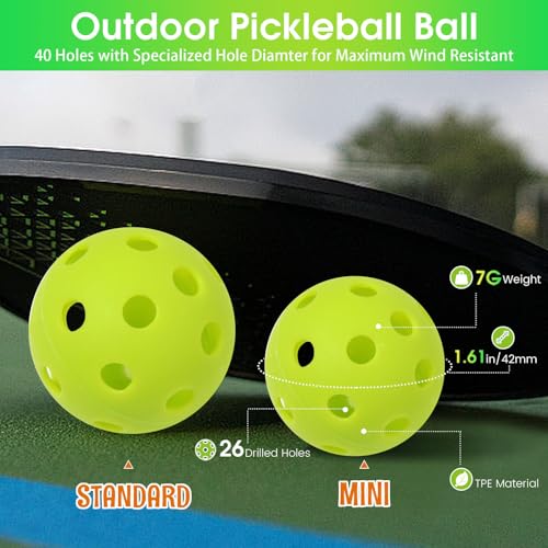 6/20/40 PCS Mini Pickleballs (Diameter 42mm) Soft Eva Anti-Crack Hollow Quiet Training Pickle Balls Great for Pickleball Drills Green