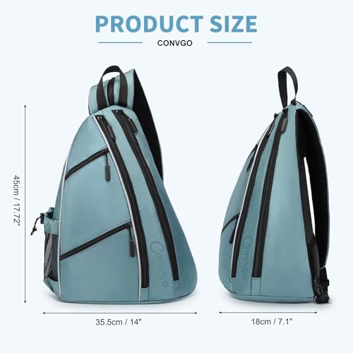 Pickleball Bag for Women and Men, Adjustable Pickle Ball Backpack, 2 in 1 Sports Sling Bag for Pickleball Paddles - color: Blue Grey