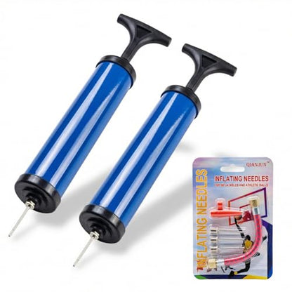 2 Pack 8 Inch Ball Pump, Portable Air Pump with Needles, Nozzle & Extension Hose for Basketball Football Volleyball Soccer Water Polo Rugby Exercise Sports Ball