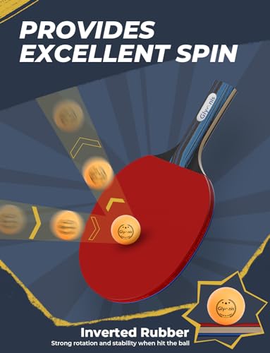 Glymnis Ping Pong Paddles Set Table Tennis Rackets with Balls, Storage Case for Indoor Outdoor Table Tennis Paddle Game Accessories - style: 2 Paddles+4 Balls