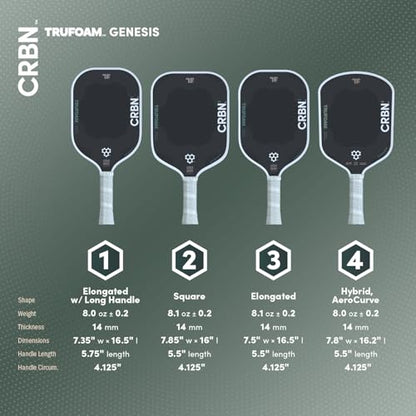 CRBN Pickleball - TruFoam Genesis - Carbon Fiber Pickleball Paddle - First-Ever 100% Foam Core Performance Paddle