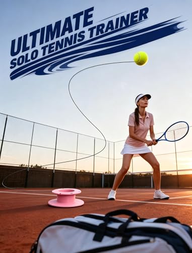 VAIIO Professional Tennis Trainer - Full Metal Portable Solo Rebounder with 3 High-Elastic String Balls, Ideal for Adults, Kids, Beginners & Advanced Players - color: Pink