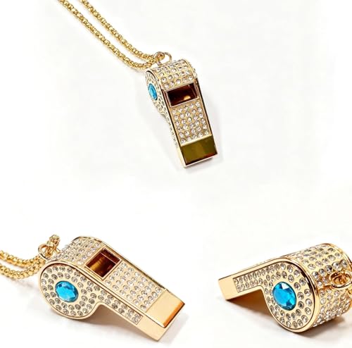 Whistle,Rhinestone Sports Whistle with Keychain for Coach/Referee/Training/Lifeguard/Teachers(Gold) - color: Blue