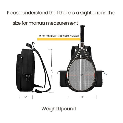 Tennis bag for women - Quilted Sling Grid Design Water repellent Two Side Pockets Dry wet separation independent pocket Friend couple gift - color: black