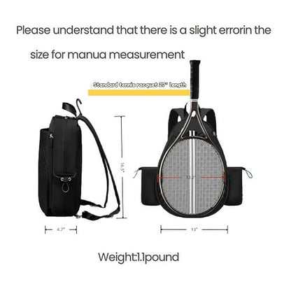 Tennis bag for women - Quilted Sling Grid Design Water repellent Two Side Pockets Dry wet separation independent pocket Friend couple gift - color: black