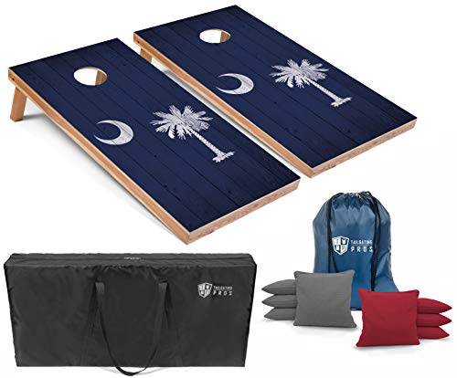 Tailgating Pros Regulation Flag Cornhole Board Sets Includes 8 Bean Bags and Carrying Totes 4'x2' Flag Toss Game Several Corn Hole Board Designs to Choose from! - color: South Carolina Flag