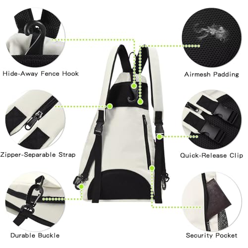 Pickleball Bag for Women Men Pickle Ball Backpack,Adjustable Sling Bag/Backpack for Tennis & Pickleball - color: White