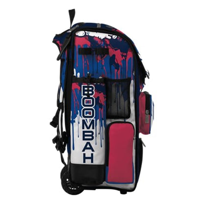 Boombah Superpack Hybrid Rolling Bat Bag - Wheeled & Backpack Version - Graffiti Drip - Multiple Color Options - color: Magenta/Azure/Navy