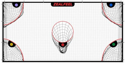 ZEALFEEL Soccer Target Net, 12x6ft Goal Net with 5 Scoring Zones for Practice Shooting & Goal Shots, Anti-Tear Mesh, 3 Steel Rods, Removable Stick-On Markers, Portable Football Training Equipment