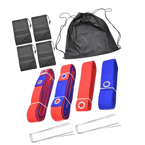 Beach Volleyball Court Boundary Lines Kit Portable with Metal Anchors 52.5 ft and 26.2 ft Line - color: Red and Blue