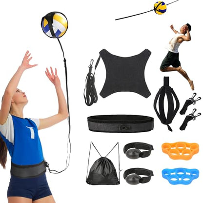 Davllin Volleyball Training Equipment Aid,Premium Volleyball Rebounder Trainer Kit,Solo Practice Trainer for Serving Setting Spiking and Arm Swing,Volleyball Gifts for Teen Girls & Boys - style: 11-in-1 Update