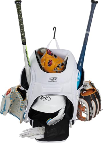 Rawlings | FRANCHISE 2.0 Player's Backpack | Baseball/Softball | Rec/Travel | Multiple Styles | Baseball/Softball - color: WHITE