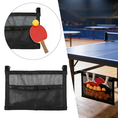Ping Pong Storage Rack,Mesh Storage Bag,Hanging Organizer Table Tennis Paddle Ball Holder for Office Game Room Entertainment