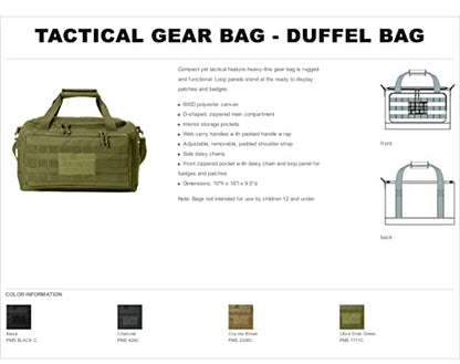 Tactical Gear bag Heavy Duty Duffel Gym bag/Tactical Backpack Custom Embroidered with your own text (Charcoal) - color: Charcoal