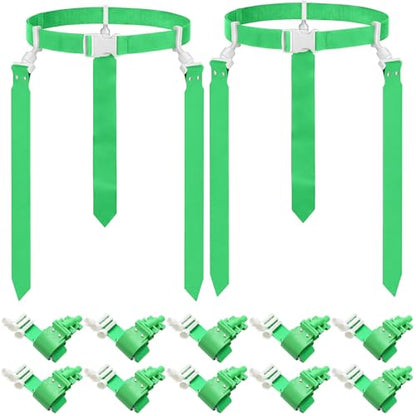 Hungdao 10/12 Players Flag Football Belts and Flags Adjustable Football Belts for Kids Teens Adults Team Training Sport Event - color: Green