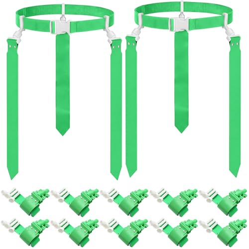 Hungdao 10/12 Players Flag Football Belts and Flags Adjustable Football Belts for Kids Teens Adults Team Training Sport Event - color: Green