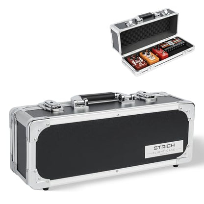 STRICH Guitar Pedal Case MINI+16, 16.54" x 6.30" x 5.51" Deep Aluminum Locking Effect Pedal Case with Mounting Tape, Compatible with Single Pedals & Multi-Effects - size: MINI+ 16"