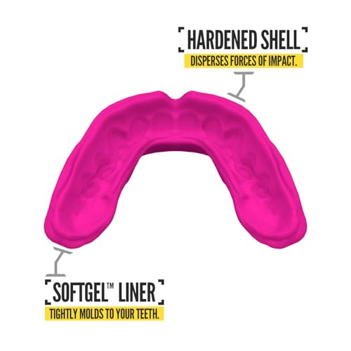 2 Pack Nxtrnd Rush Dual Layer Mouthguard, Custom Fit Sports Mouthpiece for Football, Boxing, MMA, Basketball, Hockey, Lacrosse, Youth & Adult (Pink) - color: Pink