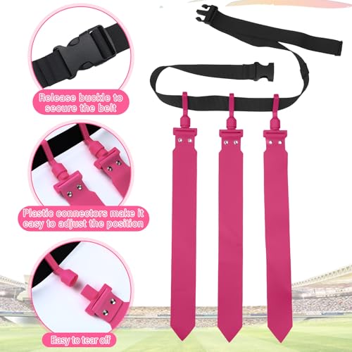 Hungdao 10/12 Players Flag Football Belts and Flags Adjustable Football Belts for Kids Teens Adults Team Training Sport Event - color: Hot Pink