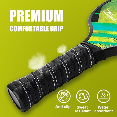 Pickleball Paddles, Pickleball Paddles Set of 2/4, Fiberglass/Carbon Fiber Pickleball Set with Pickleball Balls, Pickleball Bag, Portable Pickleball Net Systerm, Grip Tapes, Pickleball Rackets - style: Pickleball-4P6B Fiberglass Face
