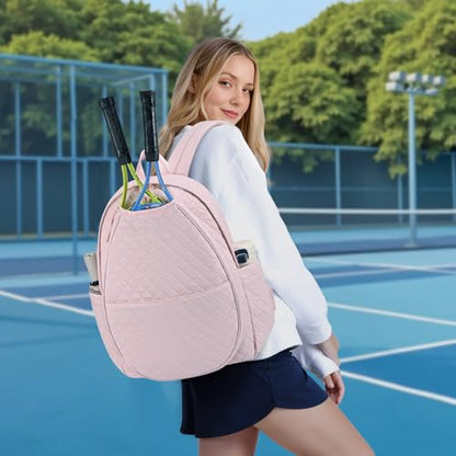 Tennis Bags for Women, Quilted Tennis Racket Bag Backpack for Tennis Racquet, Pickleball Paddles, Badminton