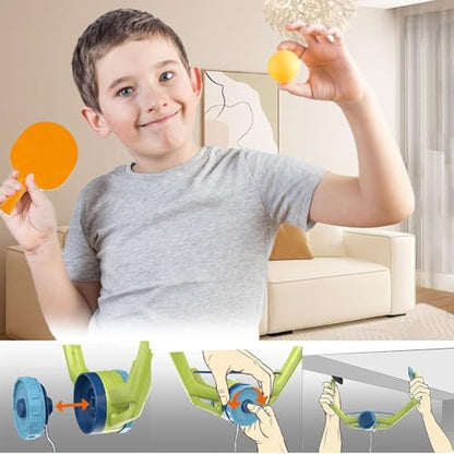 Door Ping Pong Game Over The Door, Adjustable Doorway Game Pingpong, Hanging Table Tennis Trainer Portable Set, (1 Pcs Trainer 6 Balls) Door Pong Game for Kids with Racket and Balls
