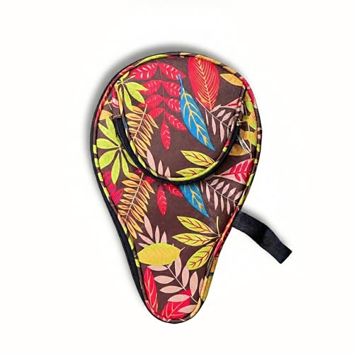Colorful Table Tennis Racket Cover Ping Pong Paddle Bag Table Tennis Racket Case - color: Yellow leaf